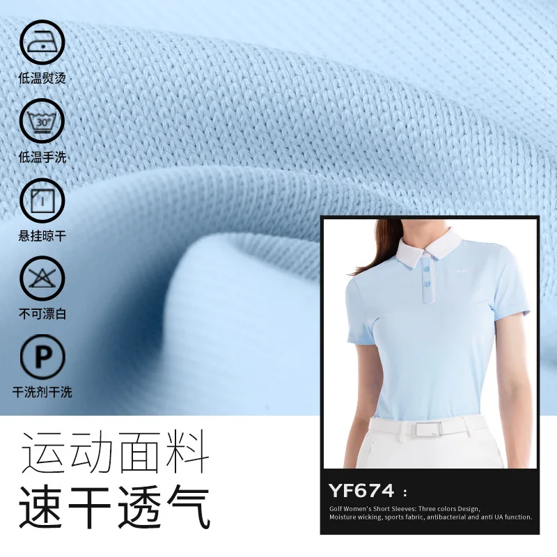 PGM Golf Clothing Women's Summer Short Sleeve Top Breathable Slim T-shirt Women's Lapel POLO Shirt YF674