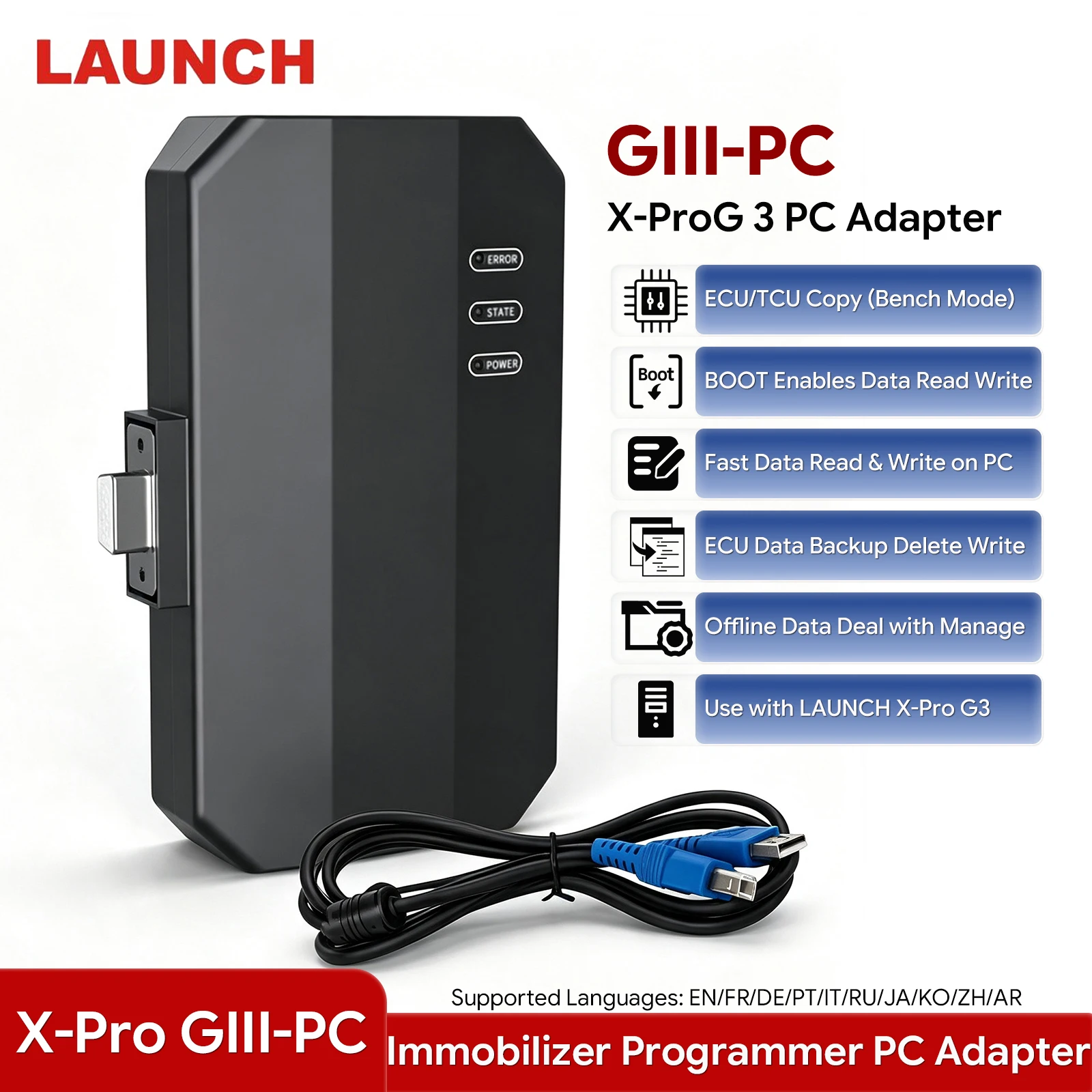 LAUNCH X-PROG3 PC Adaptor for ECU TCU Cloning Programmer Tool X431 Diagnostic Scanner BENCH BOOT Read Write Data Processing