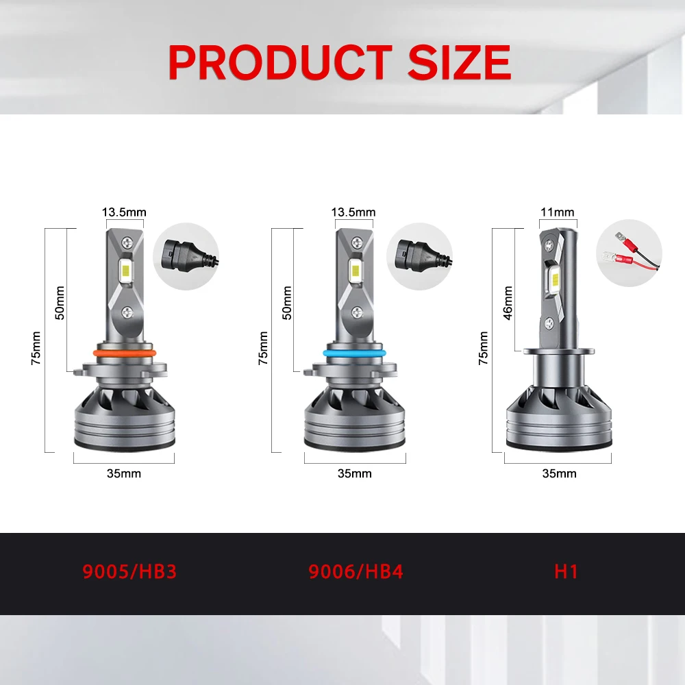 HL H1 LED Headlight Bulbs 1600W 500000lm High Power Car Lights Bulbs H1 9005 HB3 9006 HB4 Fog Lamps 6000K off-road use 12V 24V