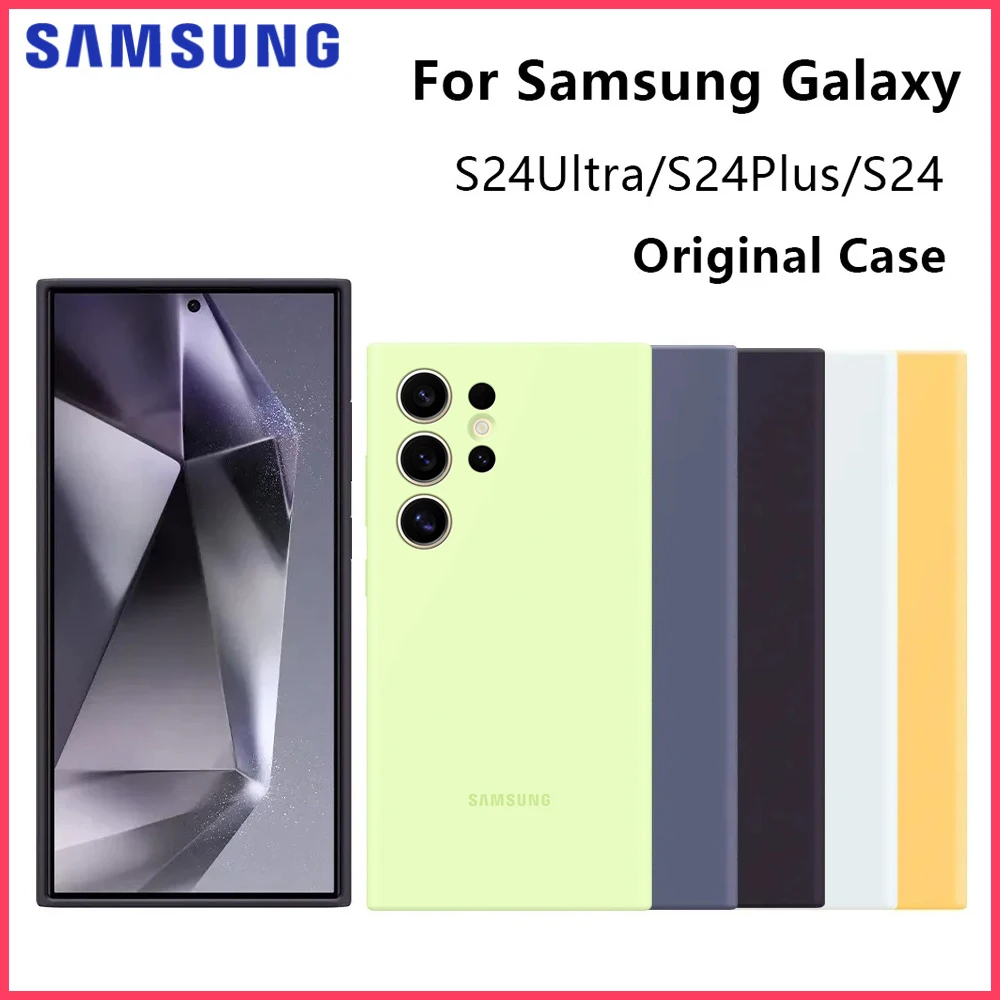 Original For Samsung Galaxy S24 Ultra Case High Quality Soft Silicone Cover S24Ultra S24 S24+ S24 Plus Protector Shell & Box