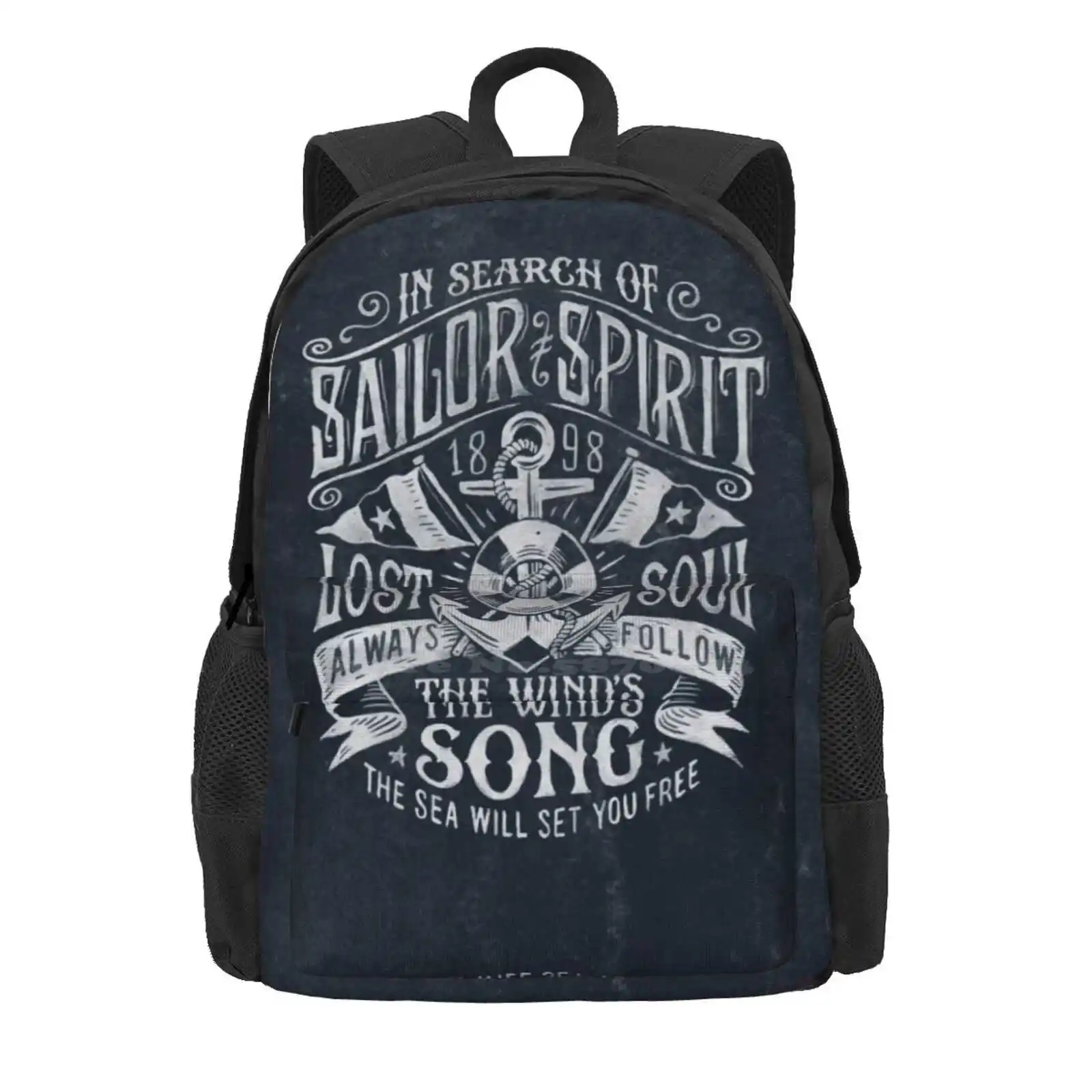 Sailor Spirit Hot Sale Schoolbag Backpack Fashion Bags Sailing Sailor Vintage Fisherman Hand Drawn Old Captain Travel Boat