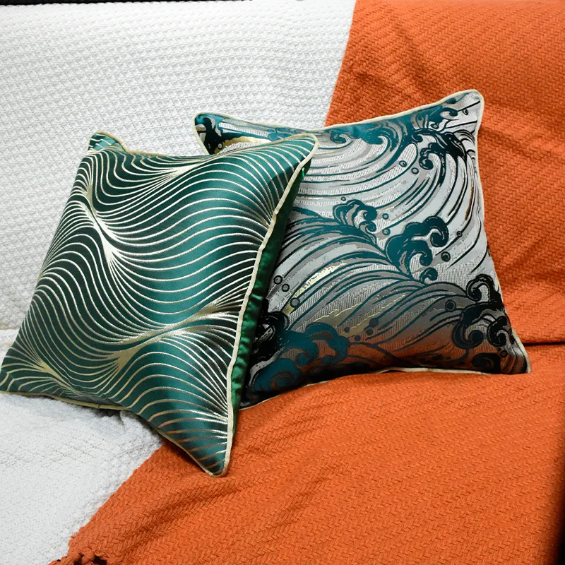 Blue Green High-precision Jacquard Cushion Cover Modern Luxury Sofa Pillow Case for Living Room Decor 50x50cm 40x60cm Home