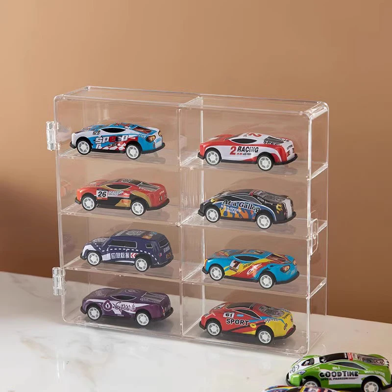 1 Piece Car Non Punching Adhesive Wall Transparent Storage Box 1:64 Acrylic Car Display For Car Model Toy Cabinet Rack