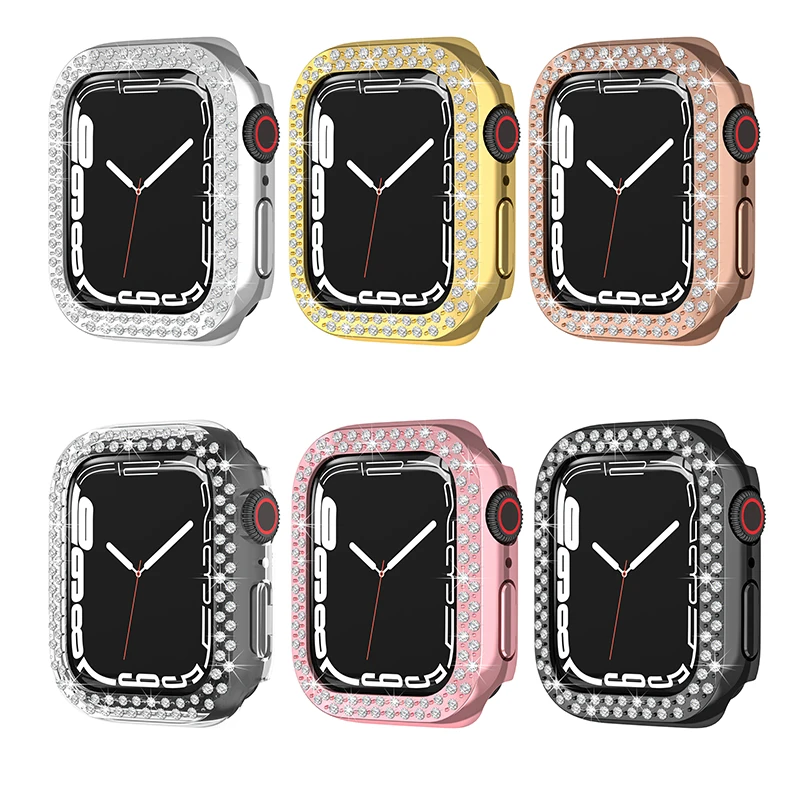 Diamond Cover for Apple Watch Case 45mm 41mm 38mm 42mm PC Bumper protector Accessories iwatch series 9 8 7 6 5 4 3 Se 40mm/44mm