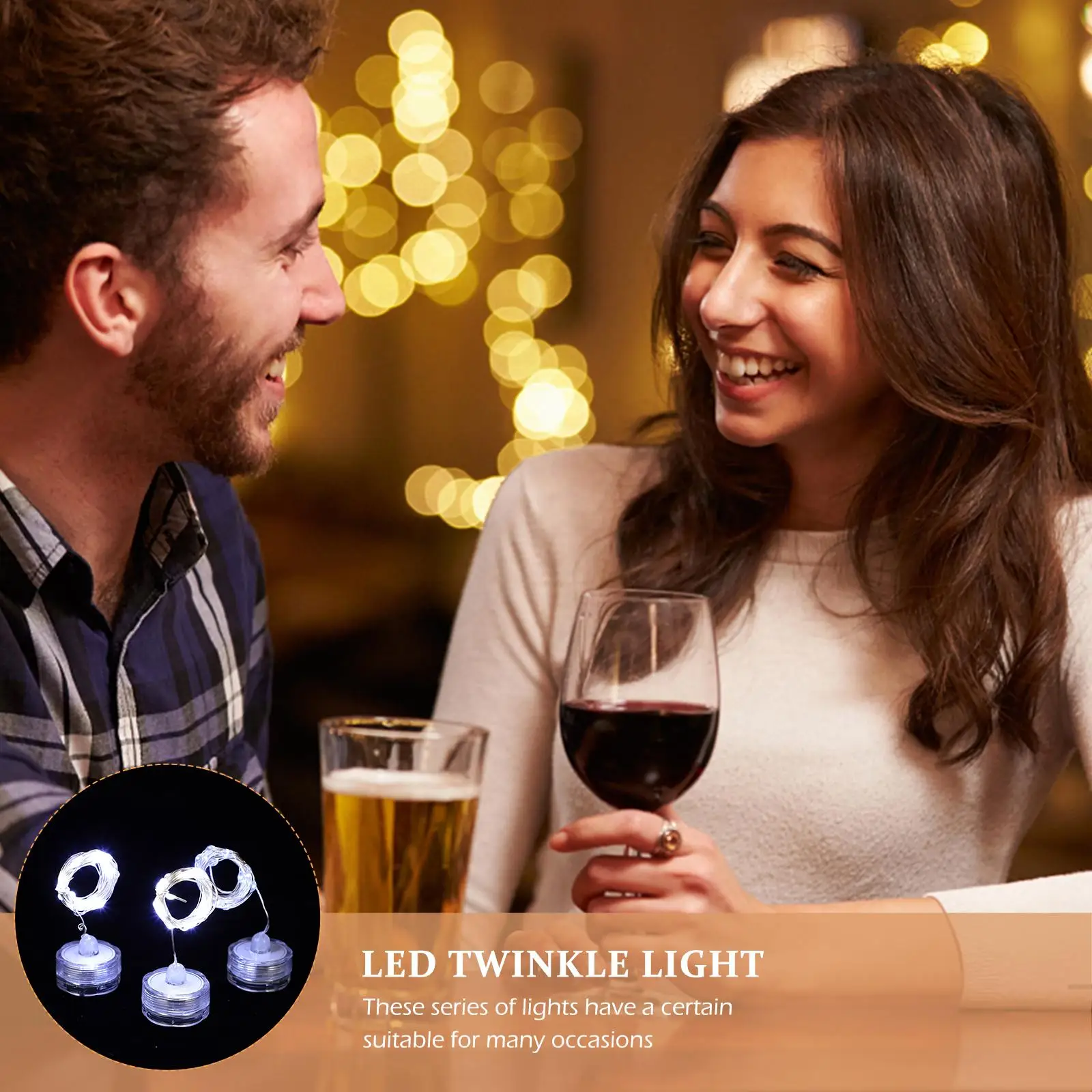 6 Pcs Copper Wire Light String Creative Shape Lights LED Submersible Multi-functional Button Plastic