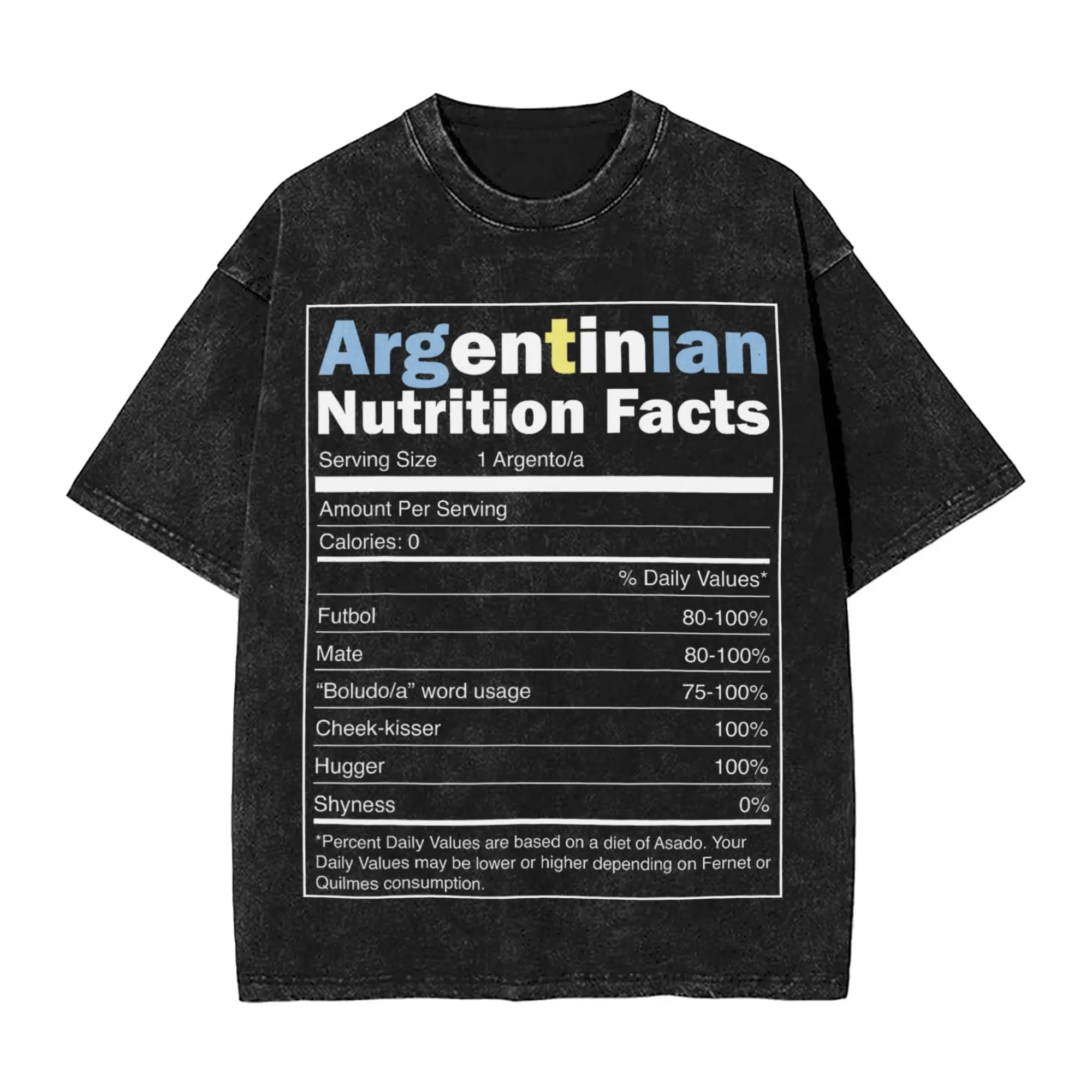 Camiseta con diseño de bandera de Argentina, divertida camiseta argentina con información nutricional, camisetas de verano Y2K, camiseta moderna de algodón para hombre