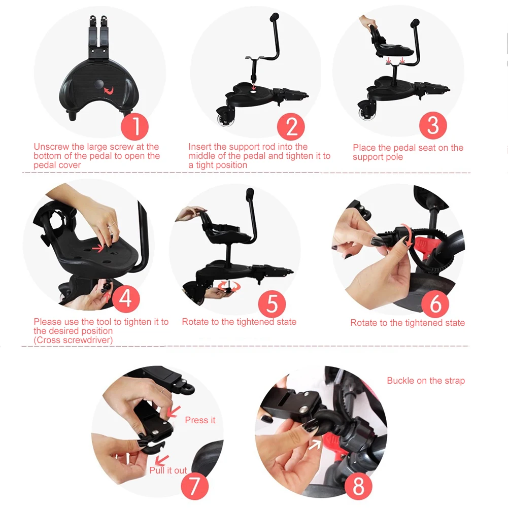 อะแดปเตอร์ขาตั้งเด็กนั่งยืนสำหรับรถเข็นเด็กอเนกประสงค์ พร้อมที่นั่งสำหรับเด็กคนที่สอง อุปกรณ์เสริมสำหรับรถเข็นเด็ก