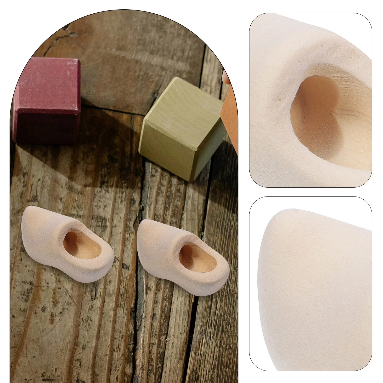 Mini Clogs Unfinished Ornament Sneakers House Craft Wooden Shoes for Crafts