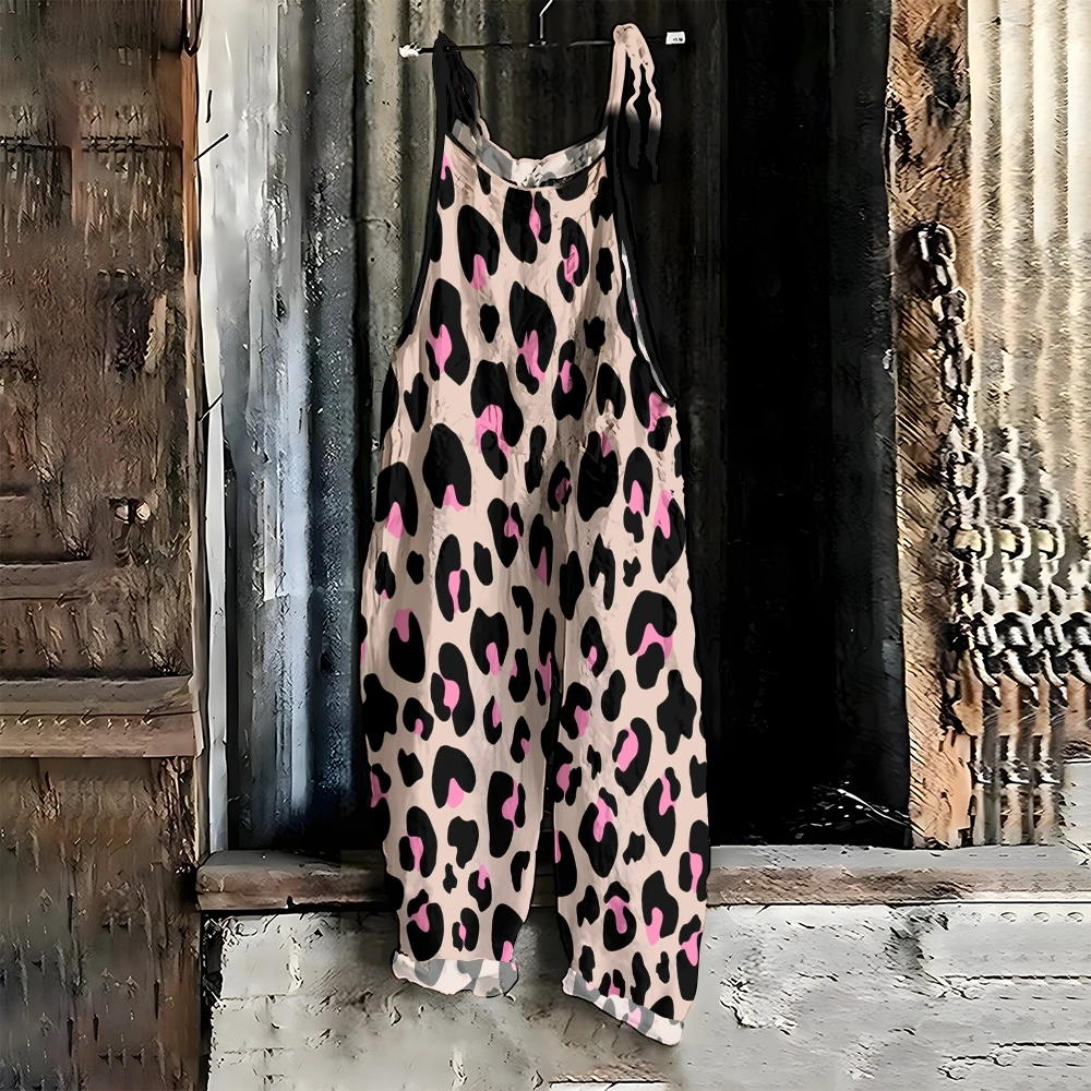 

Fashion Leopard Print Jumpsuit Loose Casual Street Hip Hop Straight Pants Cool Girl Style Luxury Wide Leg Pants High Waist Chic