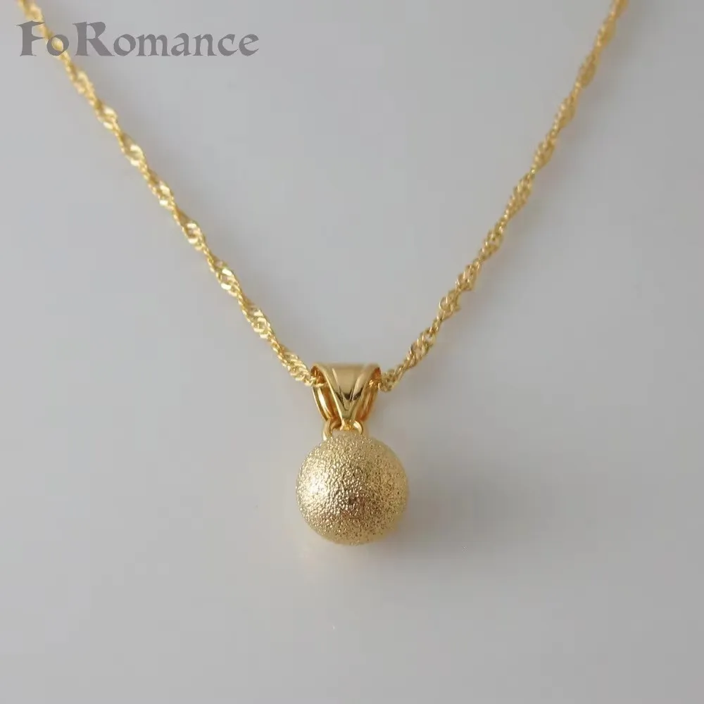 YELLOW GOLD PLATED 18INCH WATER WAVE NECKLACE SCRUB BALL DIAMETER 10mm 0.39