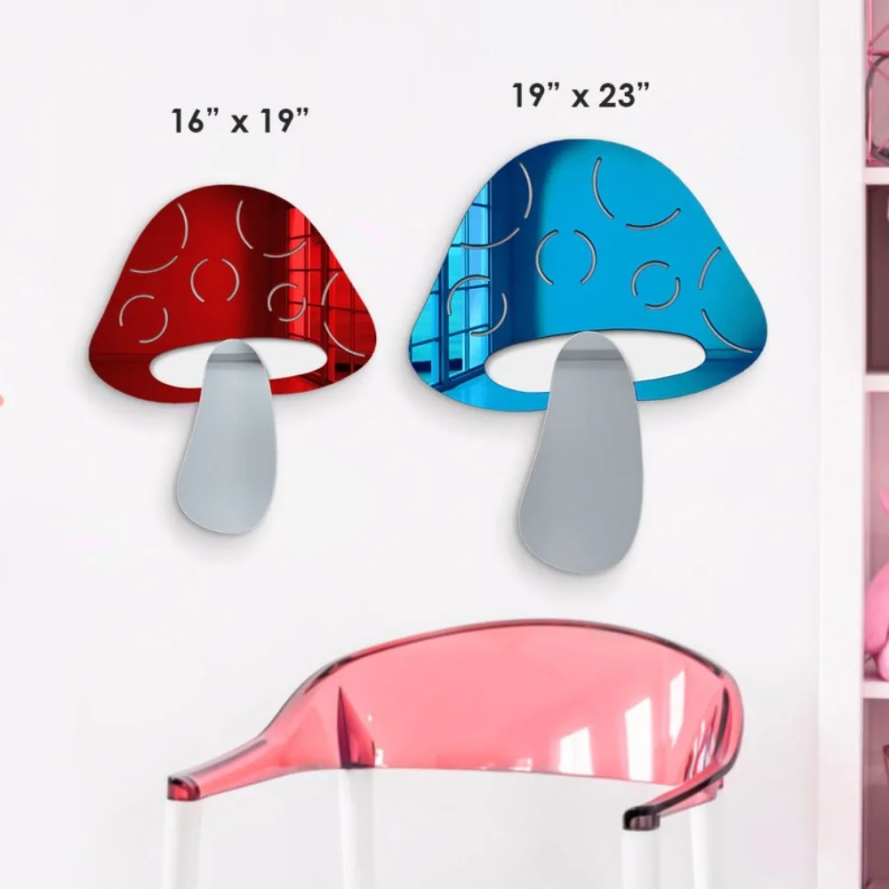 Magical Mushroom Mirror Decor Acrylic Mushroom Art 3D Toadstool Wall Hanging Mushroom Home Decor