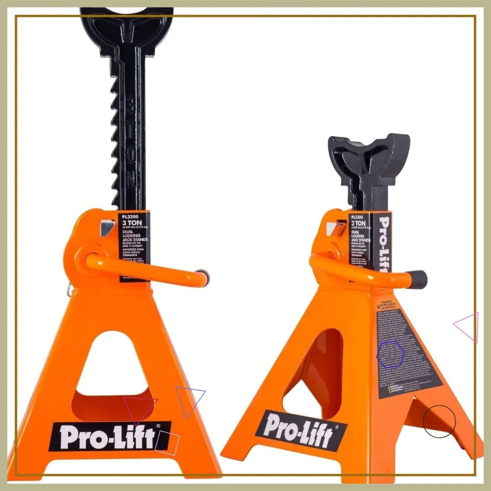 

3 Ton Heavy Duty Car Jack Stands with Double Locking Pins - Wide Base for Stable Support - Ideal for Auto Repair