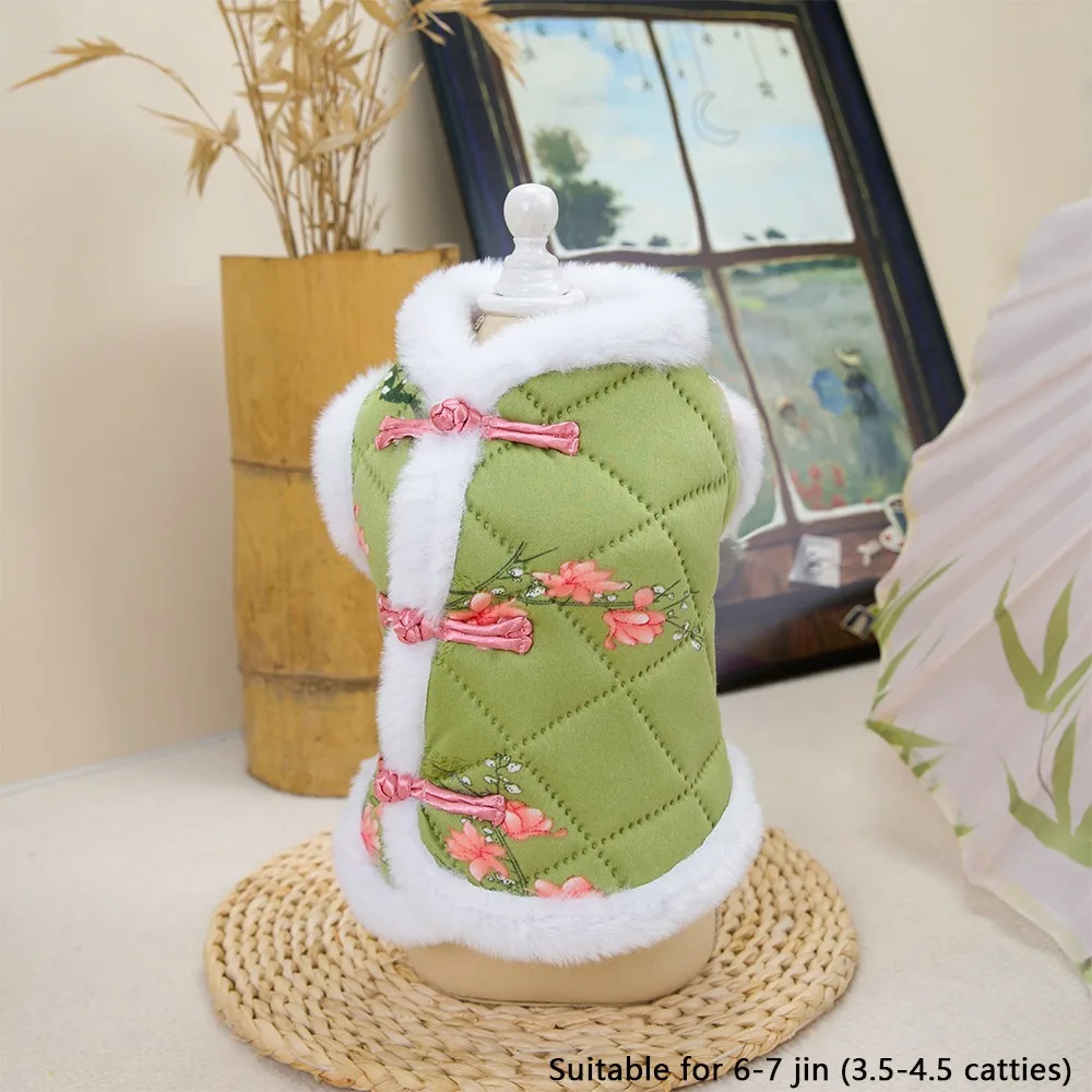 

New Warm Pet Dog Tang Suit Winter Jacket Small Dogs Pet Vest Clothes Chinese Dog Costume Outfits Winter Season