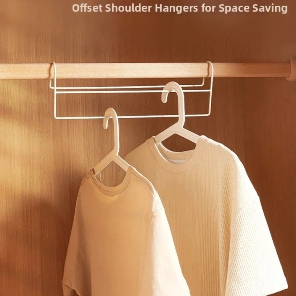 Space Saving Closet Hanger Organizer Iron Multi Function Clothes Hanger Rod High Low Staggered Storage Rack For Home Wardrobe