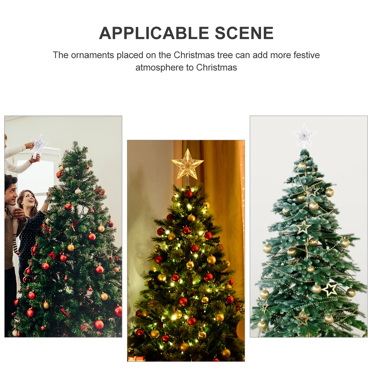 

1Pcs Star Christmas Tree Topper Plastic Tree Treetop Decor Star Shape Light String Christmas Party Ornament Topper Light
