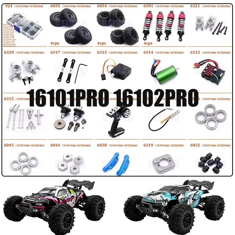 

WLtoys 16101 PRO 16102 PRO RC Cars Automotive Parts Shock Absorbing Tire Motor Steering Differential Remote Receiver SCY