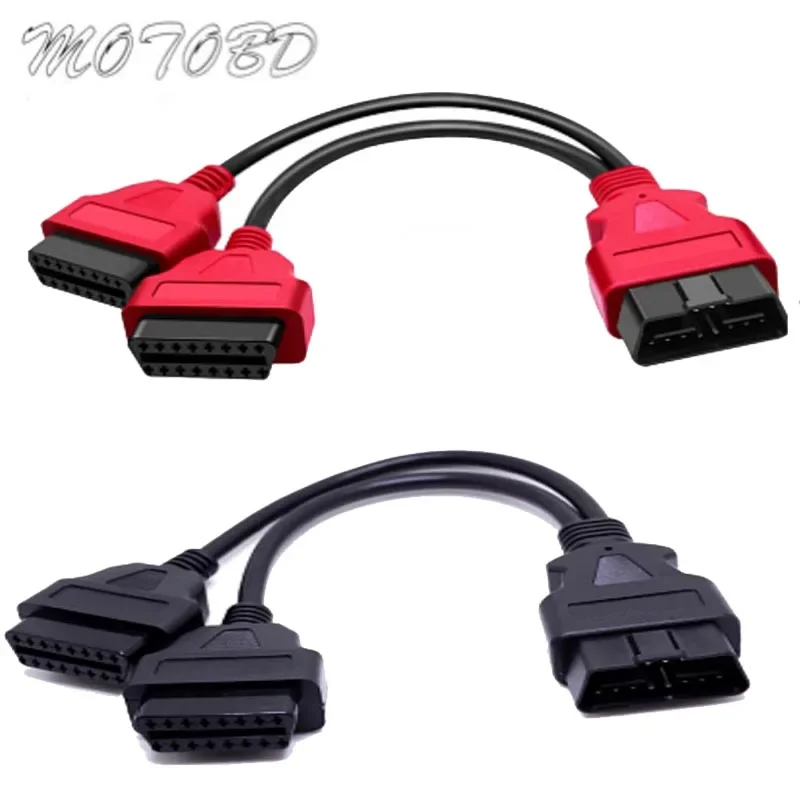 OBD2 16pin Male To 2 Female OBD Adapter Extension Cable Extend Connector for 12V Auto Car Scanner 16 Pin Core 2in1 Y Splitter