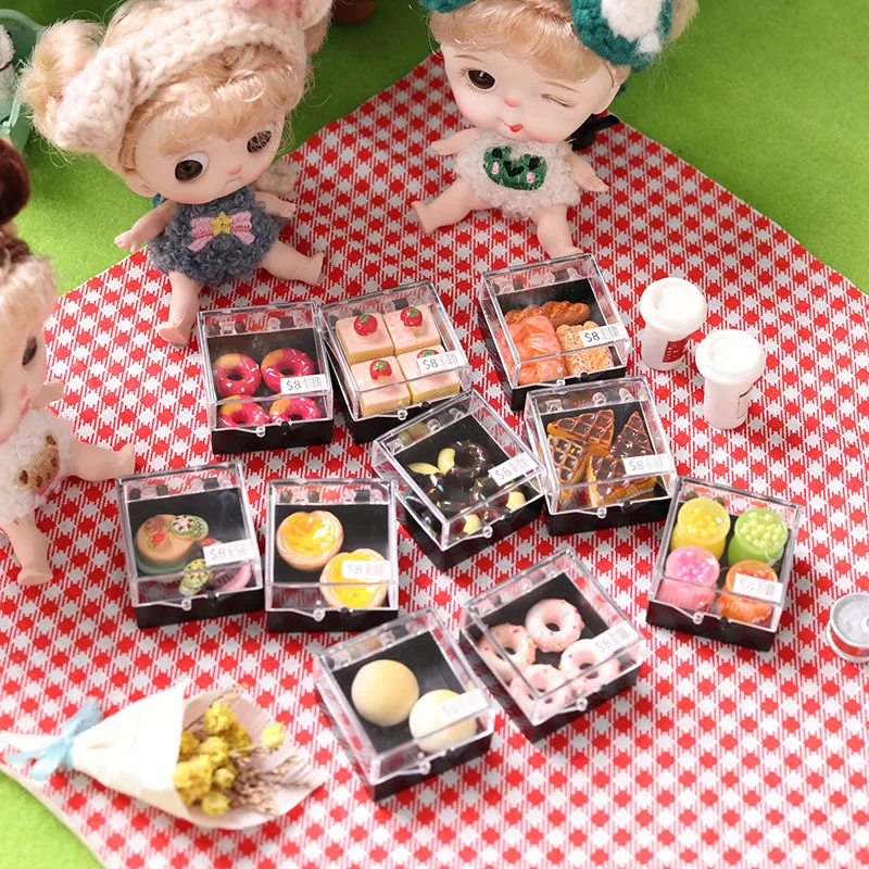 Dollhouse Mini Cake Miniature Items Dessert Set Model Baguette 1:12 BJD Dolls Doughnut Food Kitchen Doll House Accessories Toys