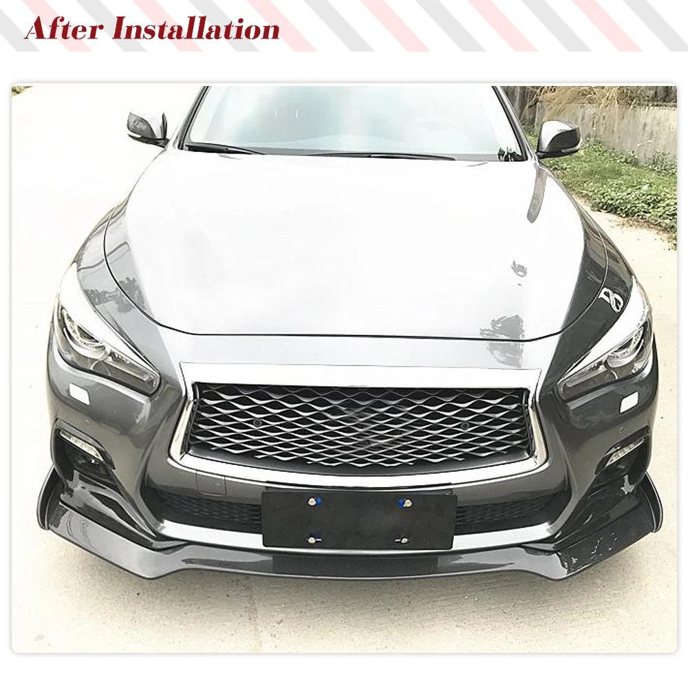 Front Fog Light Cover for Infiniti Q50 Sport Sedan 2018-2020 Cabon Fiber Lamp Canard Fender Vent Scoop Air Intake Grill Splitter