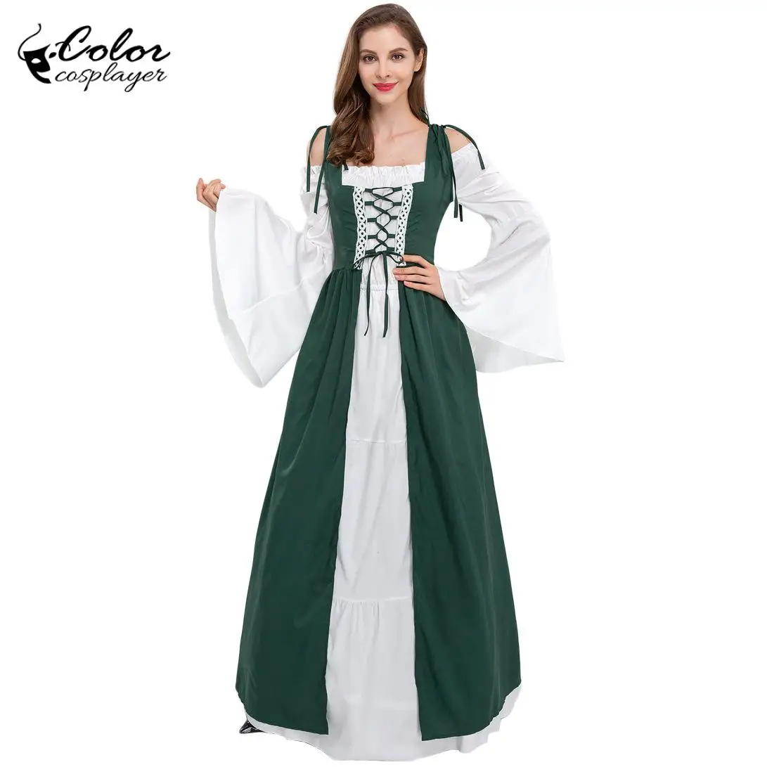 Color Cosplayer Medieval Dress Long Sleeve Women Gown Carnival Dress Masquerade Ball Cosplay Costume Vintage Party Clothing