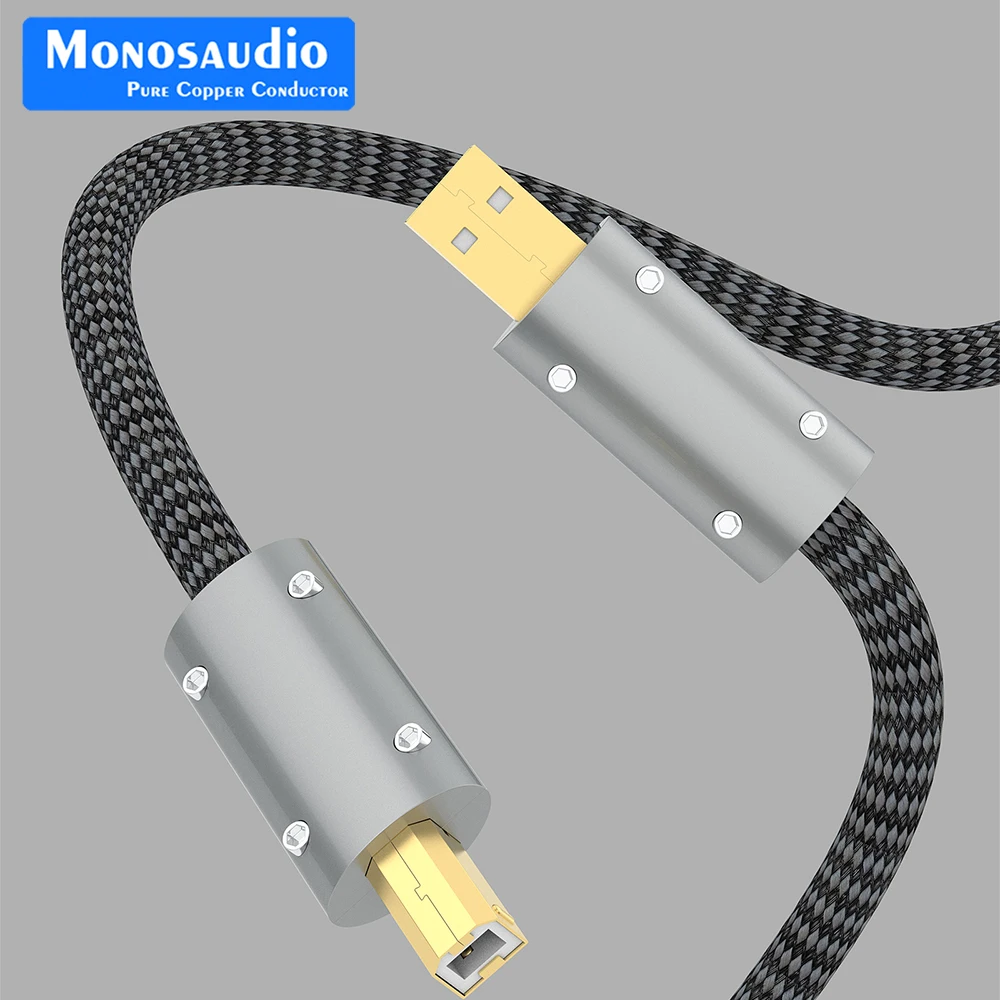 

Monosaudio Formula B2.0 HI-End Silver Plated OFC USB Audio Cable Audiophile USB AB A-B DAC Gold plating DAC Decoder Printer Data