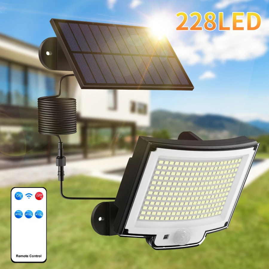 Solar Lights Outdoor Rechargeable Lamp 228 Led Sunlight Powerful Emergency Lighting House Separation Garden External Interior