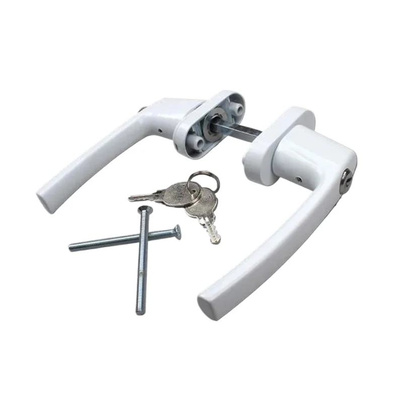 Plastic Steel Door double-sided Handle sliding push door handles 55-65MM with lock insurance