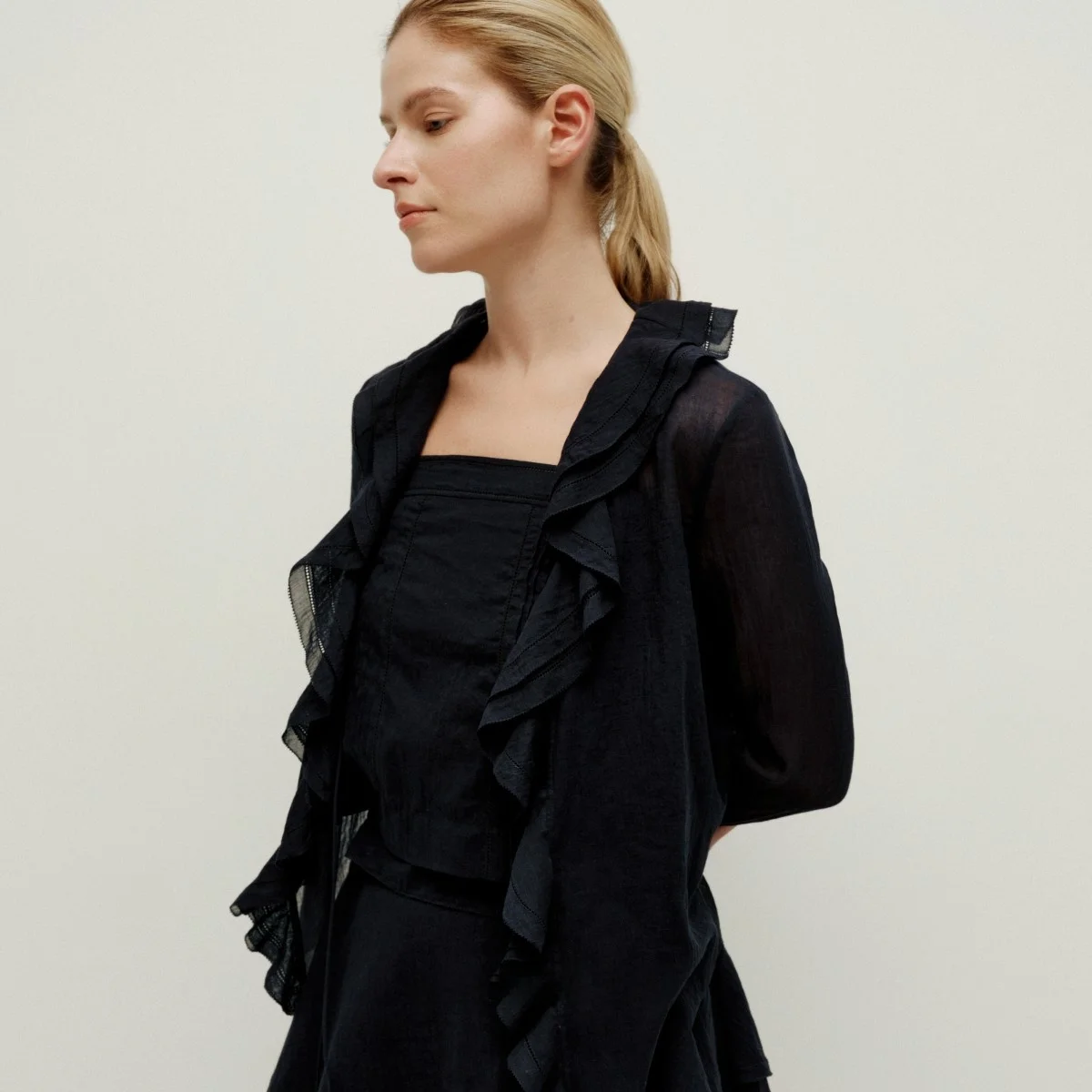 

Enndou Women's Long Velvet Cotton Spring Autumn New Sle Lace Trim Open Cardigan Thin irt French Sle Loose Fit Breathable