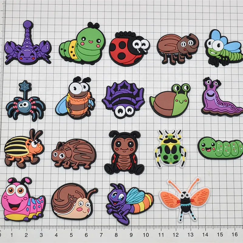 lovely insect series PVC shoe Charms Slippers Buckle combination Fit Wristbands accessories Decoration Bands gift unisex party