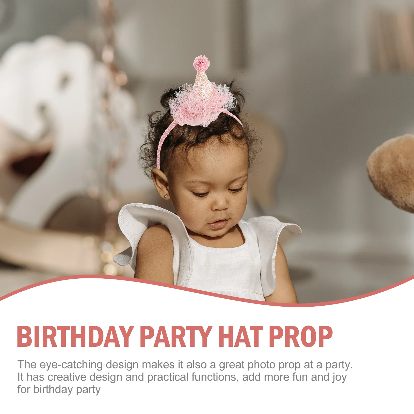 

2Pcs Lovely Birthday Hats for Kids Soft Texture Comfortable Wearing Perfect Party Accessory Party Hats Birthday Mesh Yarn Caps