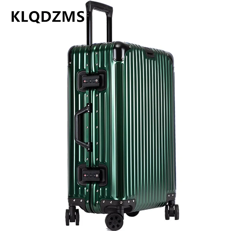 KLQDZMS กระเป๋าเดินทางผู้ชาย 20 "24" 26 "28 นิ้วอลูมิเนียมแมกนีเซียมอัลลอยด์รถเข็นธุรกิจ Boarding กล่องผู้หญิง Cabin กระเป๋าเดินทาง