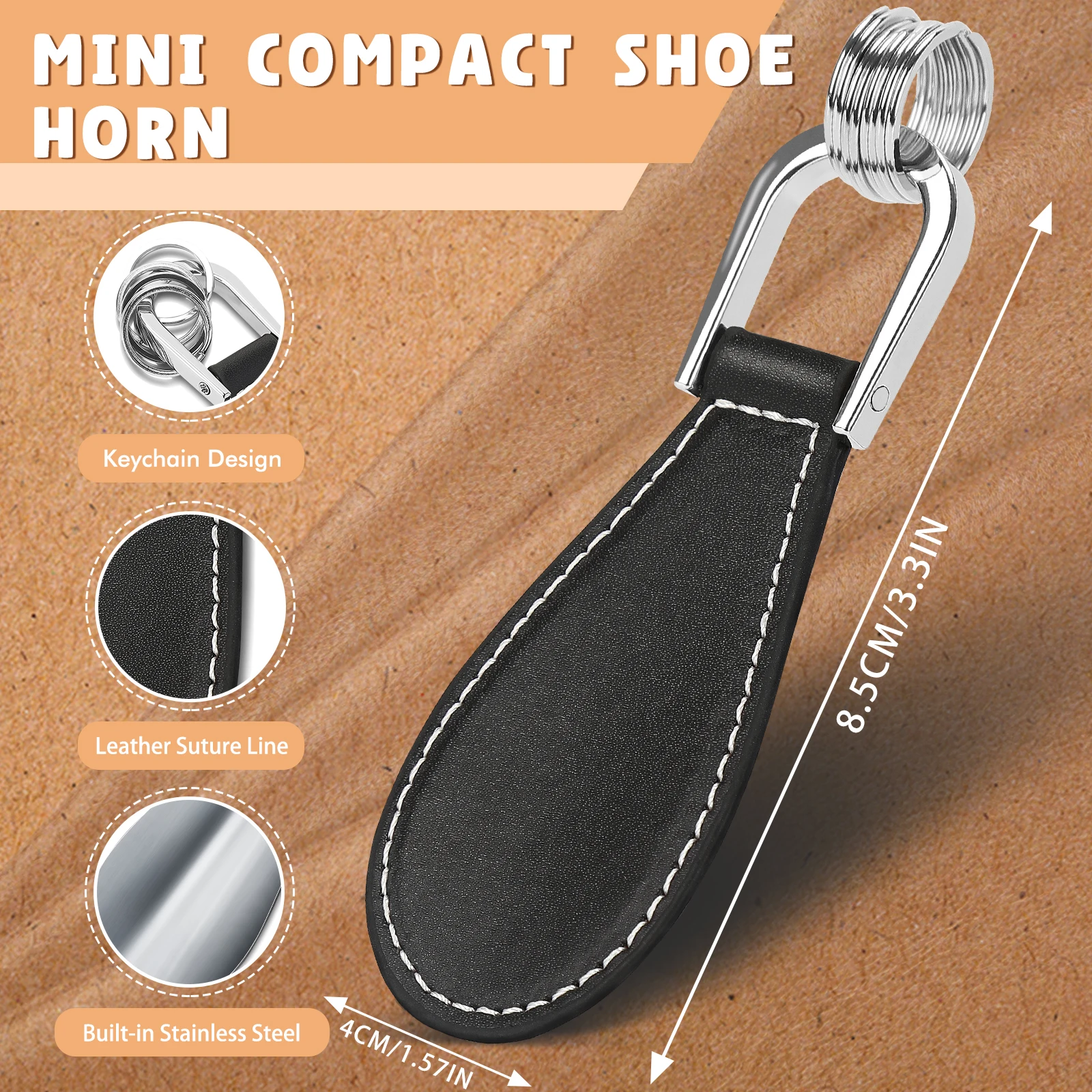 

Металлический рожок для обуви 8,5 см, мини-рожки для обуви, подъемник для обуви, портативный дорожный рожок для обуви с кожаной ручкой, делительный рожок для обуви для брелка