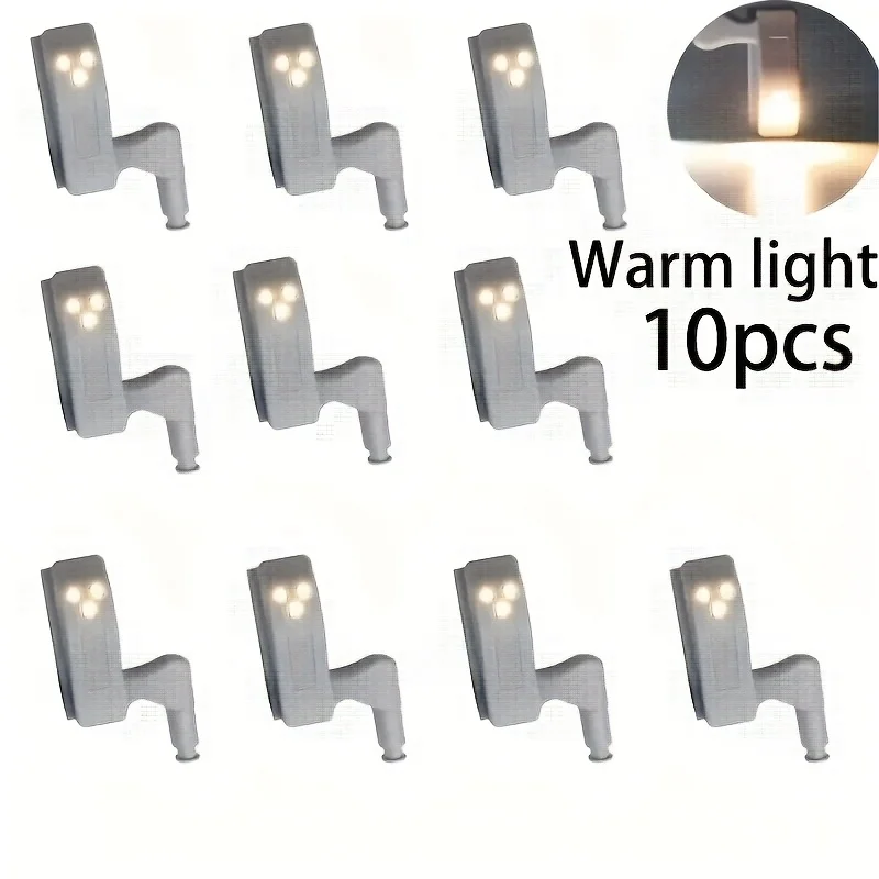 

10pcs Auto-On LED Hinge Light Semi-Recessed Battery-Operated Under-Cabinet Lighting for Home Office Wardrobe Kitchen Closet Lamp