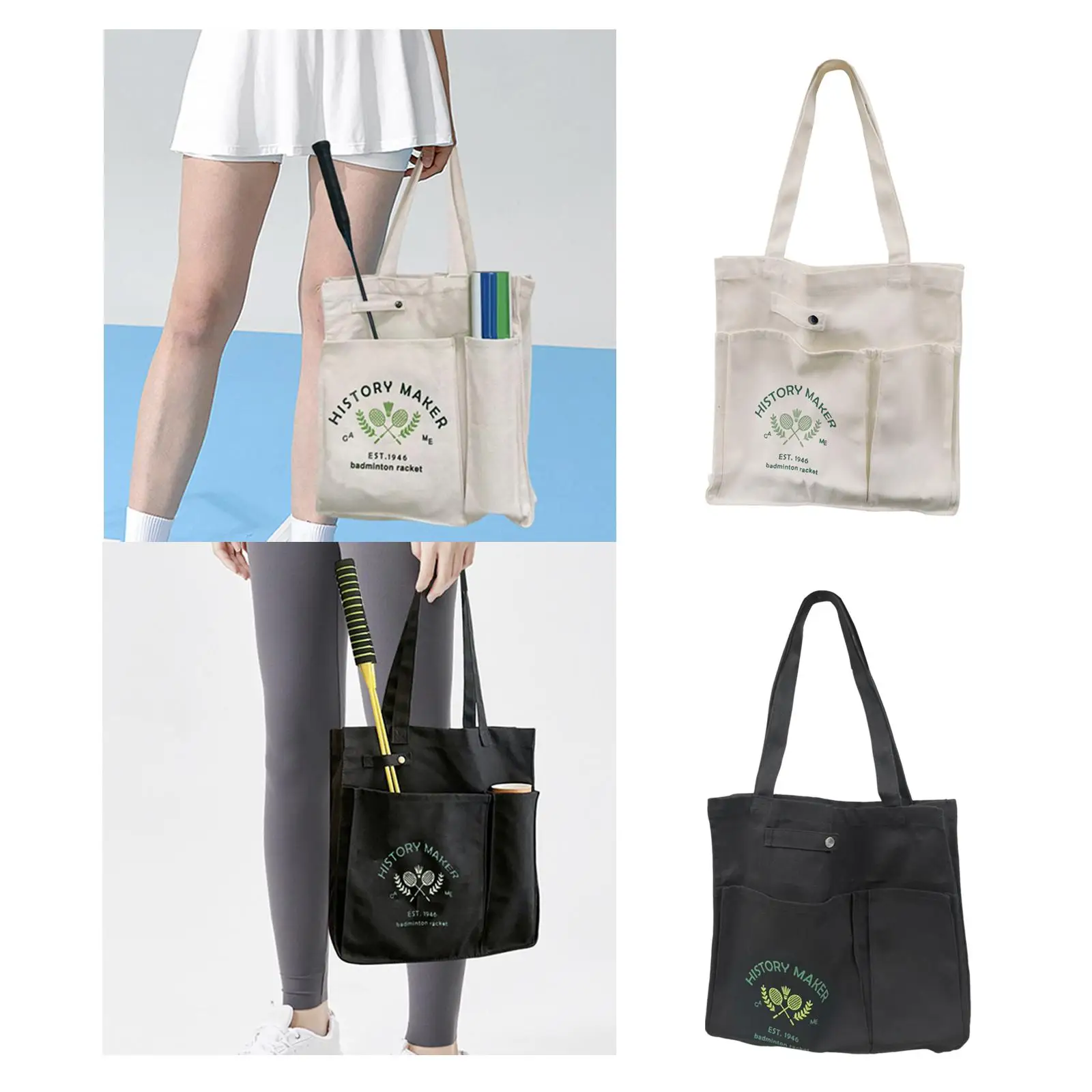 

Badminton Racquet Bag Canvas Tote Bag Multipurpose Portable for Adults Stylish Tennis Racket Bag for Travel School Work