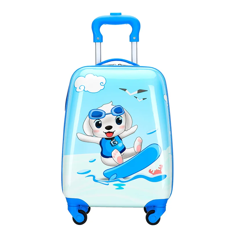 New Boys and Girls Cartoon Universal Wheel Travel Suitcase Children\'s Trolley Case Primary School Student Schoolbag 18-Inch