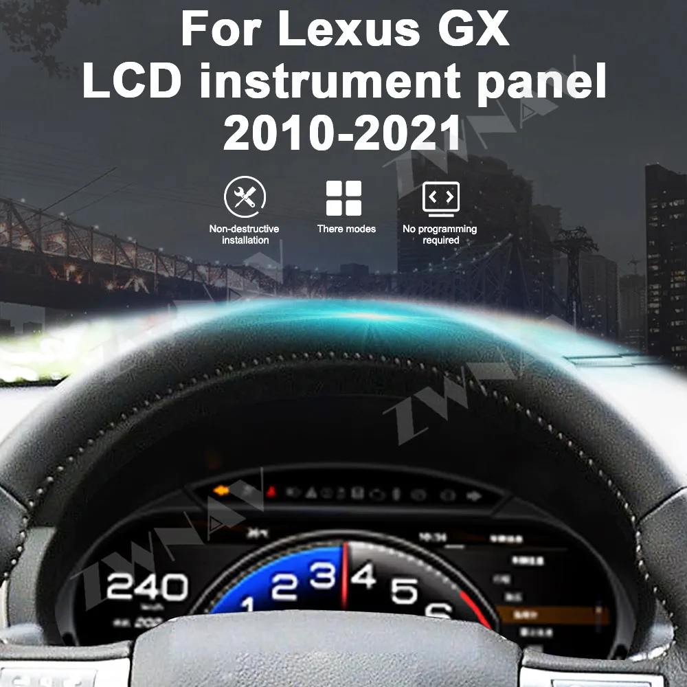 Digital Dashboard For Lexus GX 2010-2021 LCD instrument Panel Driving display Cockpit Virtual Instrument Cluster Speedometer
