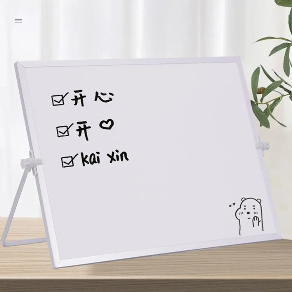 

Portable Foldable Desktop Whiteboard Double Sided Use With Bracket Writing Board Erasable Message Board School Office