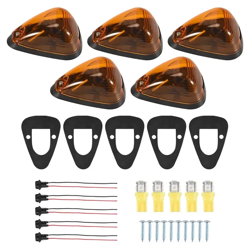 ABHX-5Packs Cab Marker Light Lens Roof Running Lightsw/Wiring For Ford F150 F250 F350 F450 F550 F65 E150 1999-2016