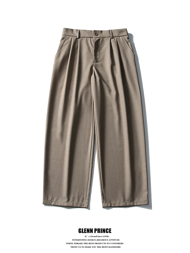 

Loose Fit Men's Casual Pants GPstudio Japanese Retro Draped Waist Pants Relaxed Drapey Wide Leg Trousers Straight Cut