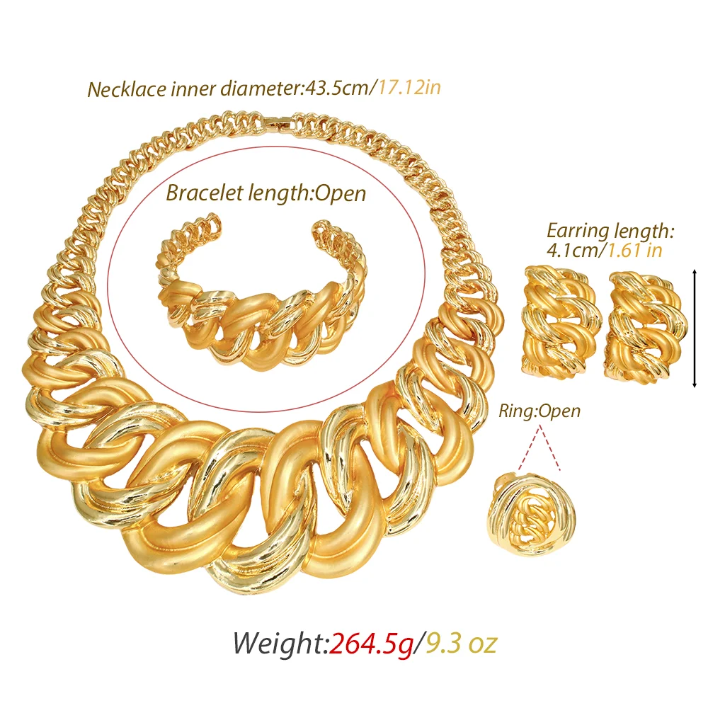 BESSYmei Dubai Big Chunky Twist Link Jewelry Set Two Tone Design African Women Bridal Wedding Statement Jewellery Set 2026 New view 2
