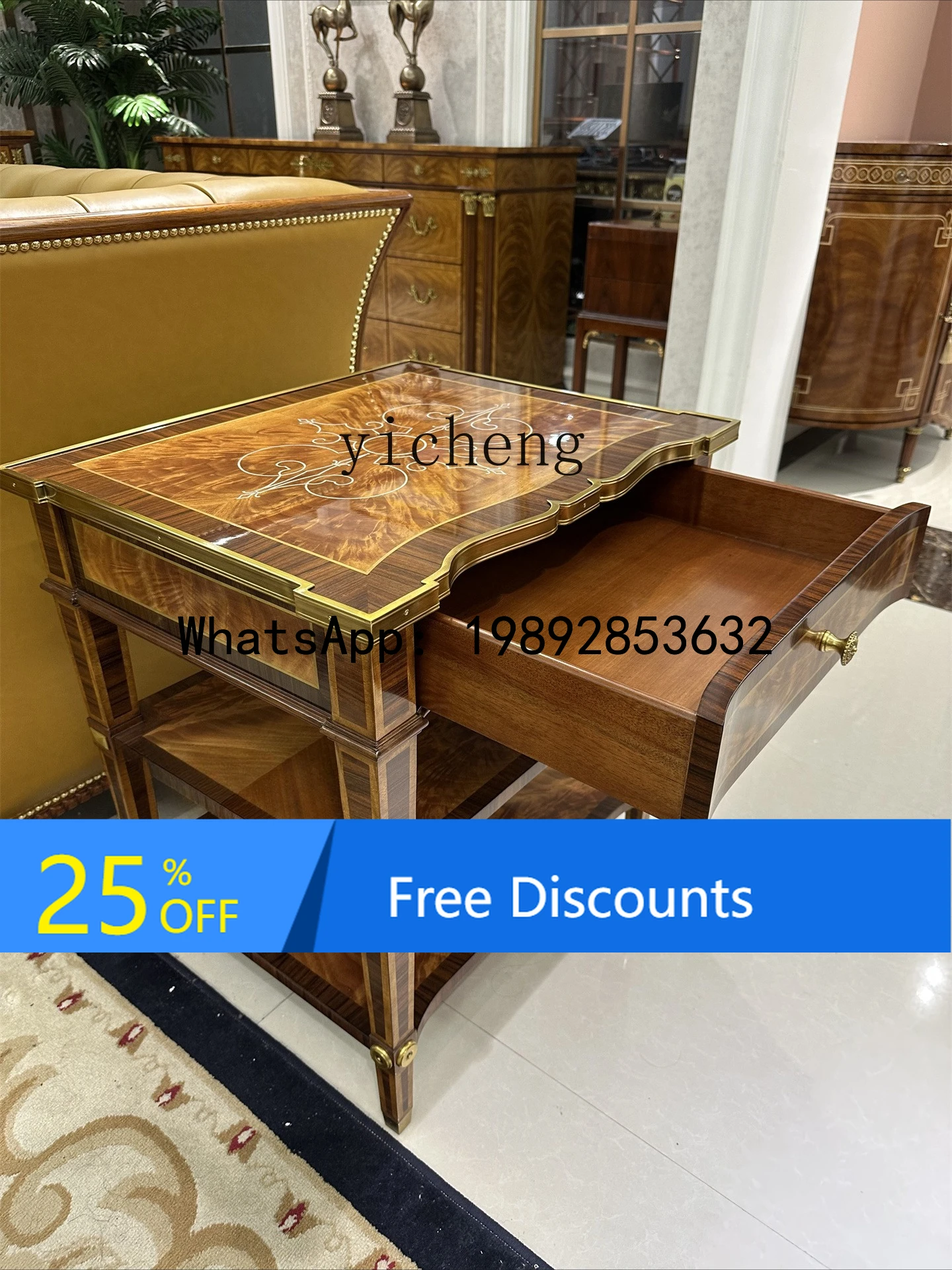 American Style Solid Wood Living Room Home Corner Table Villa Sofa Side Table Small Square Table