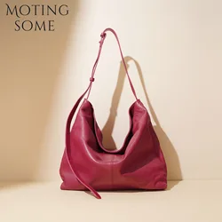 Motingsome Women Shoulder Hobos Luxury skin Niche Style Tote Bag 2024 New Lady Commuter Messenger Bag Large Casual Tote