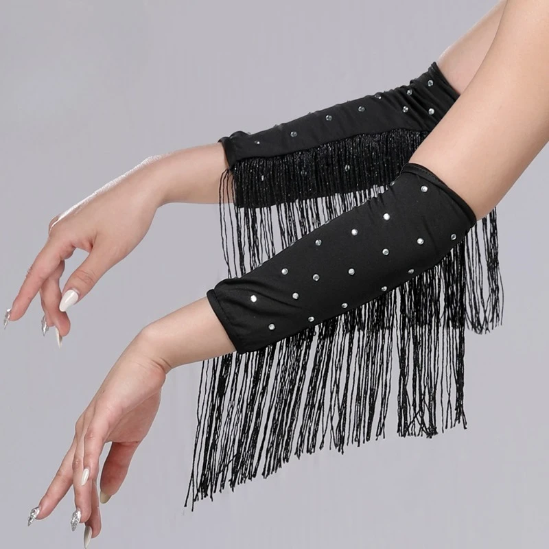 ハンドスリーブとジュエリー ラテンダンス服 手袋 ホットダイヤモンド フリンジスリーブ ダンス服 練習用パフォーマンス服