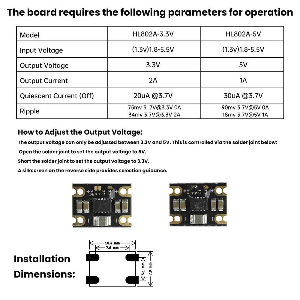 TPS63802 Mini Buck-Boost-Konvertermodul DC 1,8-5,5V zu 3,3V 5V 1A 2A Lithium-Batterie Aufwärts-/Abwärtsspannungsregler-Platine – Detail 8