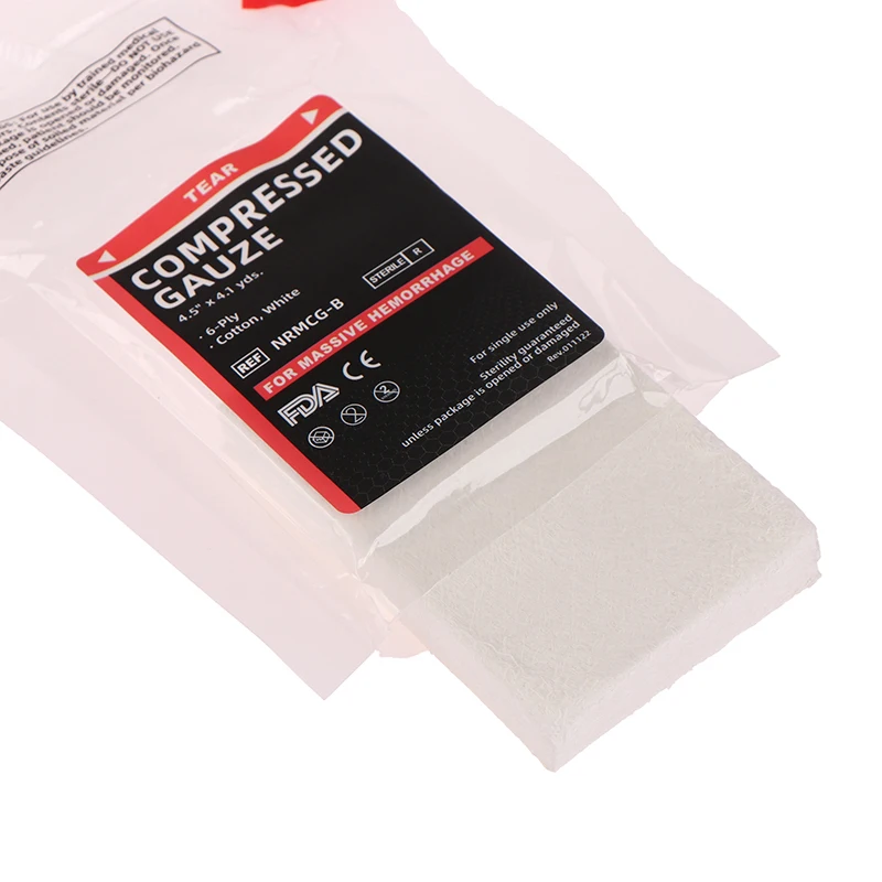 1pc 4.5 "x 4,1 yards wesentliche Erste Hilfe und stoppen Sie das Blutung sset Nashorn z-gefaltete komprimierte sterile Gaze für Notfall wunde