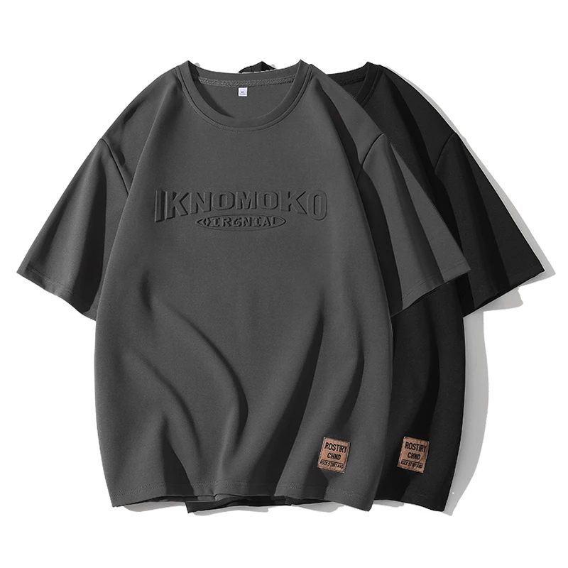 Summer Men's T-Shirt Retro Street Trendy Men's Loose Hip Hop Short Sleeve Casual Print Mens Streetwear Top Tees Fashion Male Top image 2