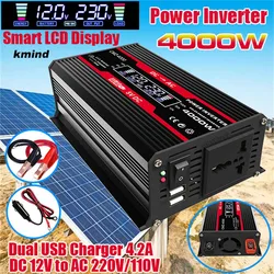 600W Inverter 12V to AC 220V/110V Sine Wave Car Power Inverter Solar Converter for Portable Electronics Black
