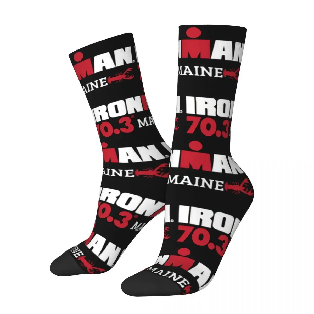 Colorful Triathlon Extreme Sports Logo Skateboard Socks Swim Bike Run Polyester Long Socks for Women Men Non-slip