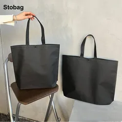 StoBag 10pcs borsa per la spesa in tessuto Non tessuto nero Tote borsa regalo riutilizzabile impermeabile in tessuto portatile Logo personalizzato (tassa Extra)