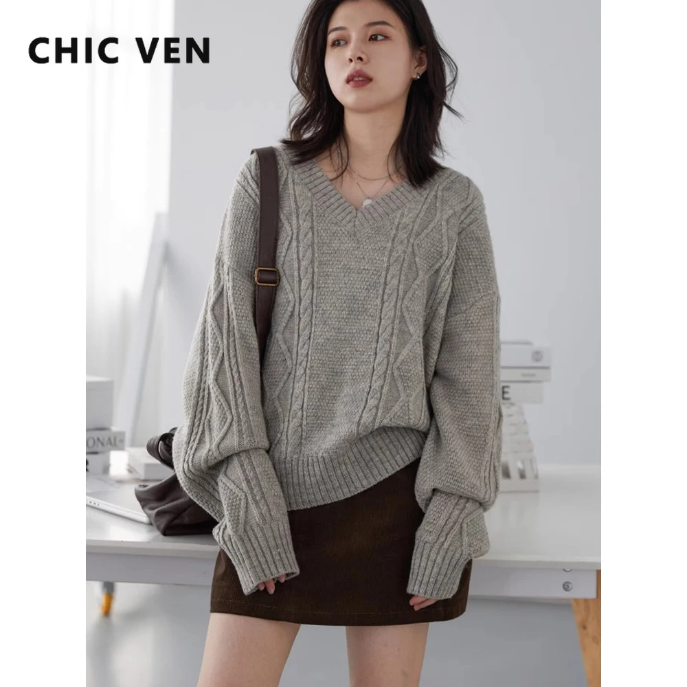 CHIC VEN Women\'s Sweaters Vintage O Neck Twisted Knitted Cardigan Woman Jumpers Coat Female Pullover Spring Autumn 2024